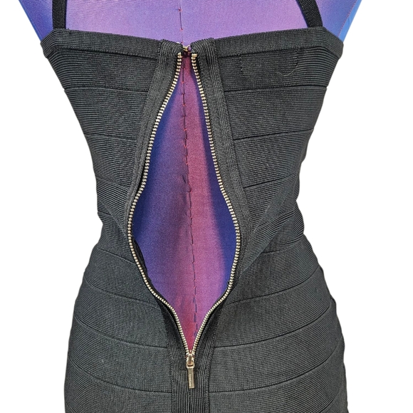 Bebe Black Bandage Bodycon Strappy Mini Dress Size Small Women's K17 - Picture 5 of 10